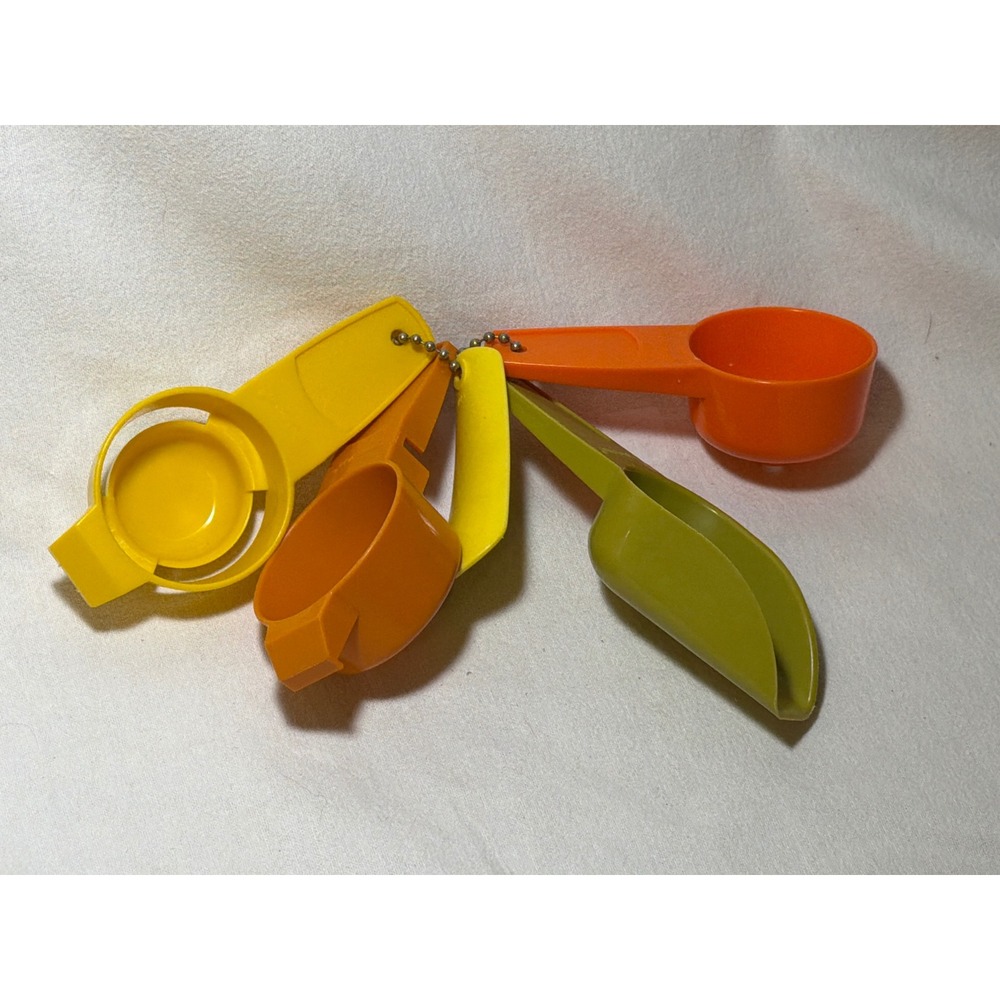 Vintage Tupperware Gadget Set Harvest Colors Egg Separator Funnel Scoops 5pc